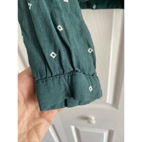 Abercrombie Fitch Women's Small Green Diamond Wrap Top Boho Chic - Picture 6 of 8